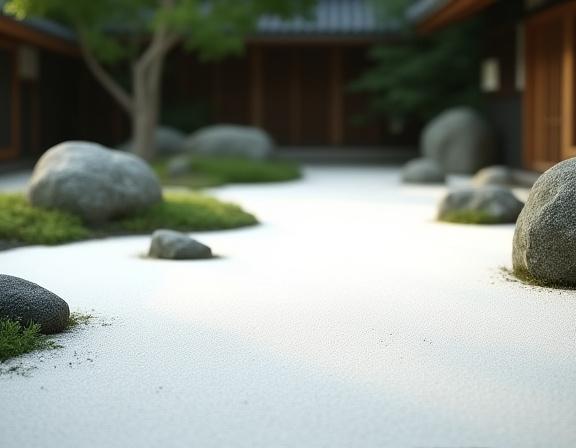 鎌倉の邸宅にある静かな枯山水の庭