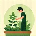 植物の世話をする専門家を示すアイコン