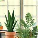 モダンなオフィスに配置された観葉植物のアイコン